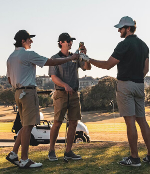 Men playing golf