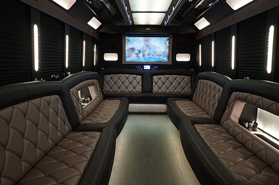 Inside a limo bus