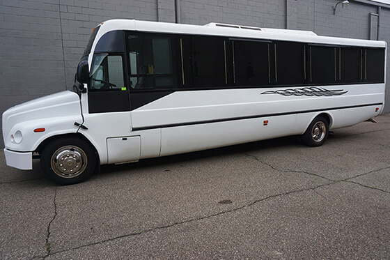 Large white party bus